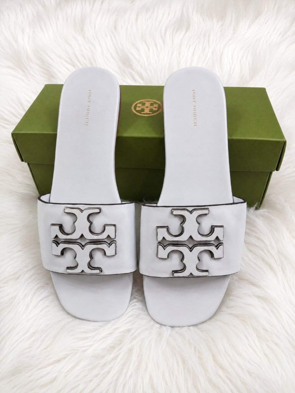 LIKE NEW Tory Burch Ines Leather Slide in Summit